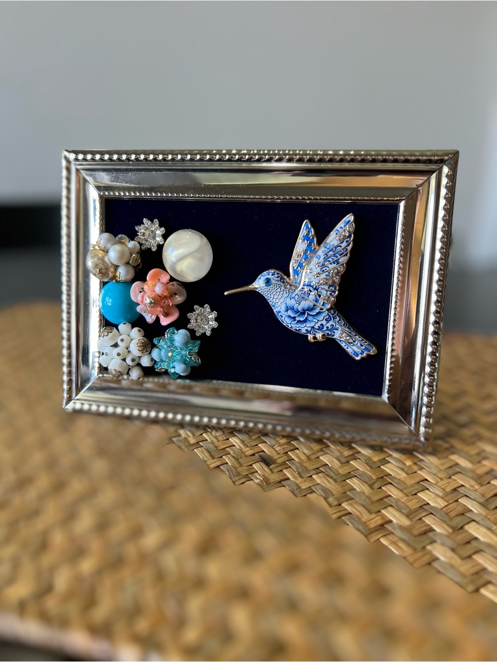 Upcycled vintage jewelry art